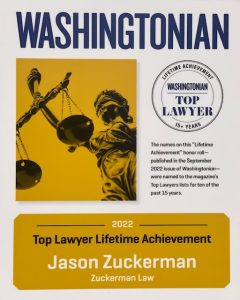 Image of Whistleblower Lawyer Jason Zuckerman Recognized in Washingtonian Magazine’s “Top Lawyers Hall of Fame”